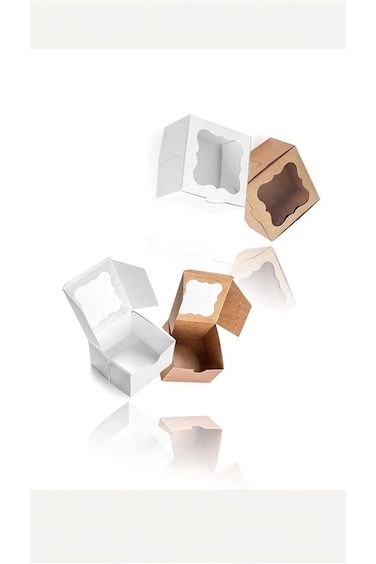 عبوة من 20 صندوق مخبوزات شفاف، مقاس 4×4×2.5 بوصة، من ورق كرافت، هدية، فطيرة، كعكة، مخبوزات، f