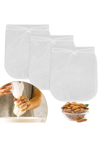 Monico Pack of 3 Pro Quality Nut Milk Bag, Big 12"X12" Commercial Grade 100% Pure Nylon- Reusable A