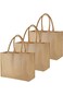 YONGERN 3 Pack Burlap Tote Bags Bulk Cotton Handles Laminated Interior X-Large Jute Gift Tote Beach