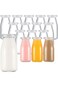 12 Pack Glass Bottles with Lids Clear Glass Milk Bottle Reusable Glass Milk Jar Small Milk Storage