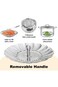 ALMEKAQUZ 3-Piece Steamer Basket Set: Stainless Steel Adjustable Folding Veggie and Seafood Steamer