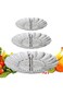 ALMEKAQUZ 3-Piece Steamer Basket Set: Stainless Steel Adjustable Folding Veggie and Seafood Steamer