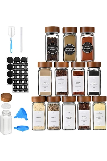 Spice Jars Glass Jars 12 Pcs Glass Spice Jars 4oz Empty Spice Containers Glass Food Storage Contain