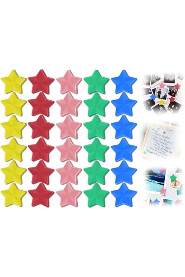 Azonee 30 Pack Fridge Magnet, Star Cute Magnets Heavy Duty Round Refrigerator Magnets Whiteboard Lo
