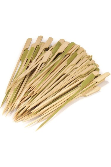 Gmark 7" Bamboo Paddle Skewers 100 ct, Natural Bamboo Paddle Picks, BBQ Picks GM1032A