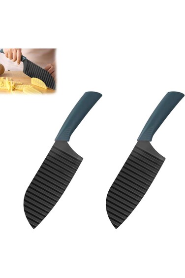2 PCS Crinkle Cutter Knife,Stainless Steel Crinkle Cutter for Veggies,French Fry, Potato, Cucumber,
