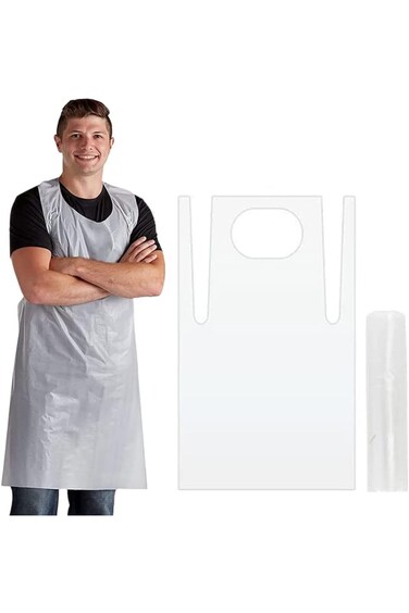 Goodern 1 Roll 100Pcs Disposable Aprons for Adults and Kids,Plastic Disposable Aprons Waterproof Oi