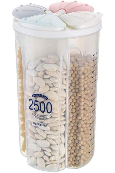 YRQX Compartment Storage Tank, Airtight Food Storage Container, Plastic Cereal Dispenser with Lids