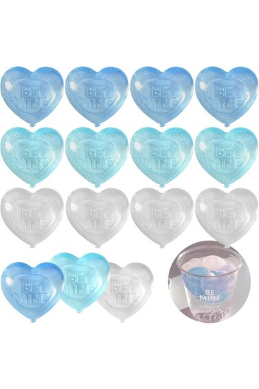 Excefore Reusable Ice Cubes for Drinks, 15Pcs Heart Shape Plastic Ice Cubes, for Drinks, Cocktails