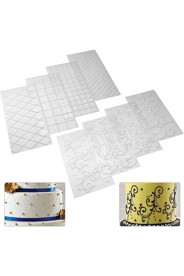 ELECDON Transparent Cake Fondant Impression Mat, Cake Fondant Baking Decoration Tools,Square Diamon