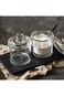 LYNK HOME Classic Clear Glass Sugar Bowl Set with Lid Serving Spoon Salt Pot Pepper Storage Jar Sea