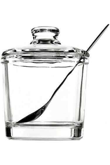 LYNK HOME Classic Clear Glass Sugar Bowl Set with Lid Serving Spoon Salt Pot Pepper Storage Jar Sea