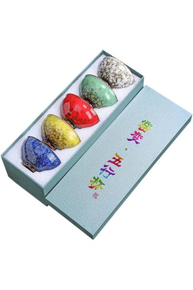 5 pcs Ceramic Tea Cup, Chinese Kung Fu Tea Set, Yerba Mate Tea Set, Ceramic Mate Cup Set, Coffee Es