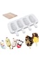 PUPU Popsicle Molds, Homemade Silicone Ice Cake Pop Molds Oval 4 Cavities White, Cakesicle Baking M