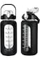 VANANAILS Glass Water Bottle with Straw and Handle Lid, 64oz Glass Water Bottle with Silicone Sleev