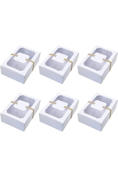 علب معجنات ديلفينو، 6 قطع، مع نوافذ من البولي فينيل كلوريد، وعلب تغليف هدايا على شكل بيضة وكعكة من الورق المقوى، شفافة