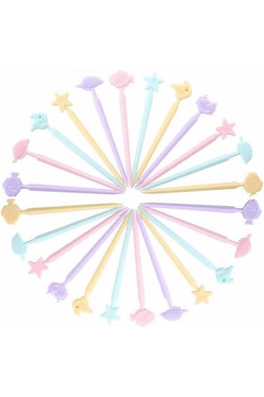 Excefore Plastic Toothpicks Set, 40 PCS Food Fruit Fork, Cute Animals Fork, Mini Cake Fork, Animals