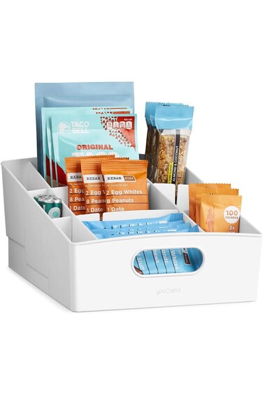 منظم رفوف وعلبة تخزين وخزانة مطبخ من يوكوبيا، متوسط ​​الحجم، أبيض