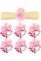 Tazweeq 6Pcs Pink Flower Napkin Rings, Champagne Rose Napkin Sets, Pink Handmade Flower Napkin Ring