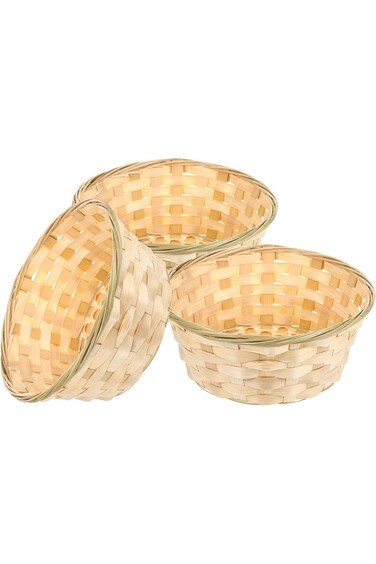 سلة أزوني المنسوجة يدويًا، سلة تخزين من الخيزران، سلة تقديم الطعام، خبز ريفي منسوج ب