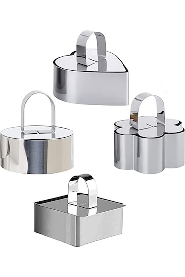Tazweeq Cake Ring Molds, Professional Stainless Steel Baking Molds with Pusher &amp; Lifter Cooking Rin
