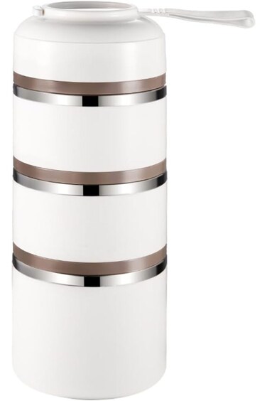 Insulated Lunch Box,Stainless Steel 3 Layer Bento Box,Sealed Breakfast Mug,Adult LunchBox Set,Porta