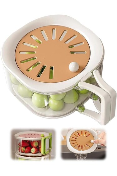 BIGTHREE Fruit Washing Bowl with Strainer, Fruit Strainer Colander Bowl Fruit Drain Basket, Plastic