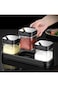 Paporich 3Pcs Clear Glass Kitchen Spice Pots, Condiment Jar Spice Container Kit with Rack and Spoon