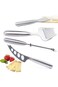 KASTWAVE Cheese Knife Set with Wood Handle Steel Stainless Include Cheese Wire Cutter, Cheese Sprea