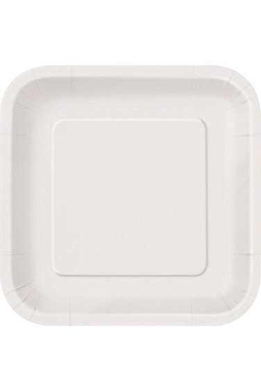 Unique Square Paper Plate 16 Pieces, 7 Inch Size, Bright White