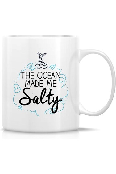 Retreez Funny Mug - The Ocean Made Me Salty Mermaid Beach Sea 11 Oz Ceramic Coffee Mugs - Funny, Sa