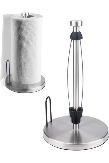 Aputue Standing Paper Towels Holder, One Hand Tear Paper Towel Dispenser, Stainless Steel Paper Tow