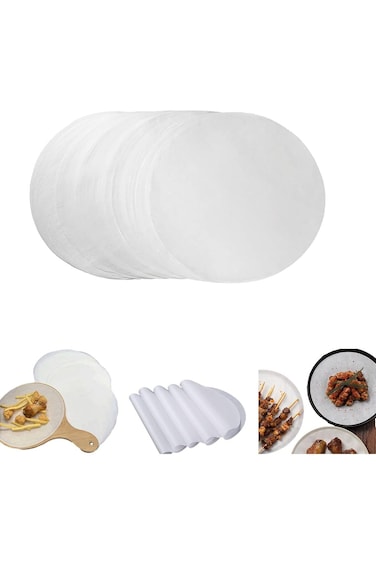 Duomama Non-Stick 8 Inch Parchment Paper Rounds - Set of 100 for Baking &amp; More   Pre-Cut Round Line
