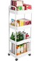 TRASSLE 4 Tier Rolling Cart with Wheels, Detachable Utility Storage Cart with Handle and Lockable W