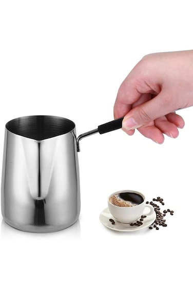 Arabest 20OZ Turkish Coffee Pot, Stainless Steel Milk Butter Warmer Pot, Mini Saucepan with Heat Re