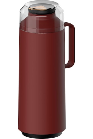 Tramontina Exata Red Plastic Thermal Beverage Dispenser with 1 Liter Glass Liner and Plastic Lid