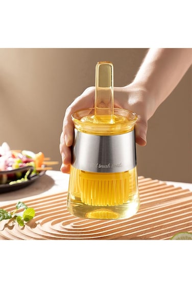 Oil Dispenser with Brush, 2 Pcs Glass Olive Oil Dispenser for Kitchen, 2 IN 1 Oil Dispenser Bottle