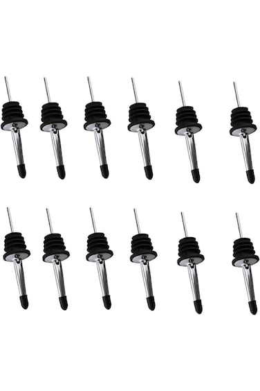 12 Pcs Wine Bottle Opener Stainless Steel Classic Bottle Pourers Tapered Spout Black