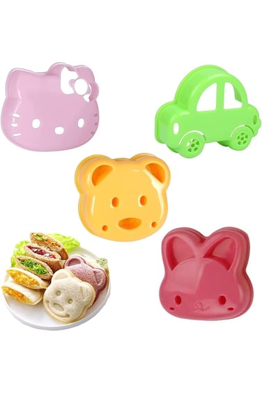 4 Pack Sandwich Cutter For Kids,Bread Cutter And Sealer Diy Cookie Vegetable Fruit Cutters For Lunc