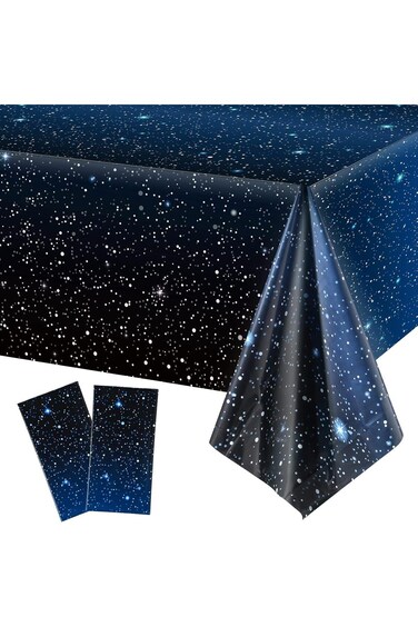 TERRIFI Space Tablecloth Starry Night Tablecloth Decorations Plastic Galaxy Table Cover Space Stars