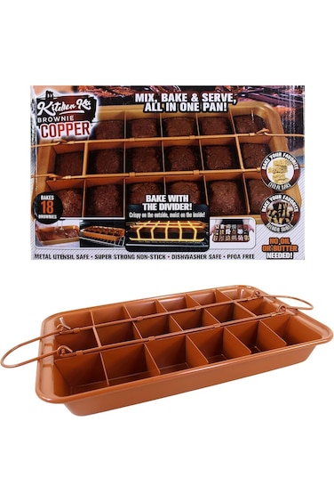 Biki Non Stick 3 Set Brownie Pan Cake Mold Built-in Slice Removable Bottom Cake Pans   Bakes 18 Bro