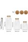 3Pcs Glass Storage Container with Round Ball Cork,Coffee Bean Jar Glass Cork Clear Stripe Glass Bot
