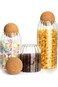 3Pcs Glass Storage Container with Round Ball Cork,Coffee Bean Jar Glass Cork Clear Stripe Glass Bot