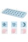 Aputue Ice Cube Tray, 2 PCS Blue+Pink Silicone Molds with Removable Lid, 24 Cavity Heart, Star, and