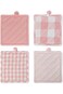 DII Gingham Check Kitchen Collection, Pink, Potholder Set
