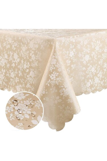 Dongling Machine Washable Vinyl Tablecloth, Easy Clean Rectangular Tablecloth, 100% Polyester