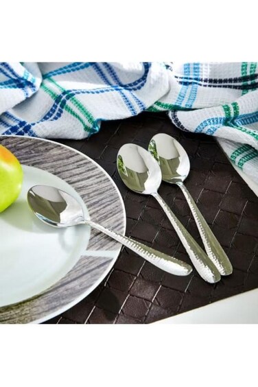 AMGREEN 3-Piece Hammered Tablespoon Set Silver 21.75x2.5x4.75cm