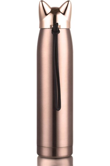 HOLD U FUN (Golden) - Cute Cat Vacuum Travel Mug,Stainless Steel Insulation Water Bottle for Kids G