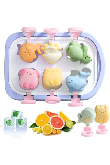 Excefore Baby Ice Lolly Moulds, Silicone Ice Lolly Moulds with Sticks, 6 Piece Mini Ice Lolly Mould