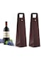 KASTWAVE Wine Gift Bags for Single Bottle, Red Single Reusable PU Leather Wine Bottle Bags with Han